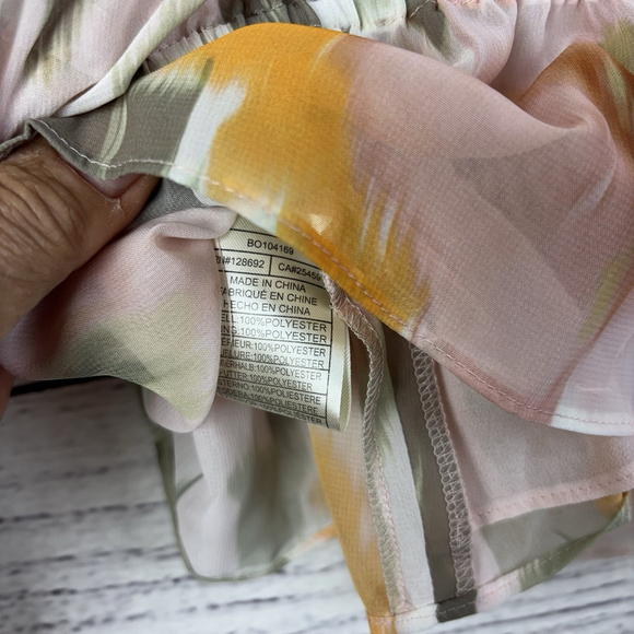 Steve Madden Ardenne Floral Peplum Blouse Long Sleeve V-Neck Cinched Waist S - Picture 8 of 8